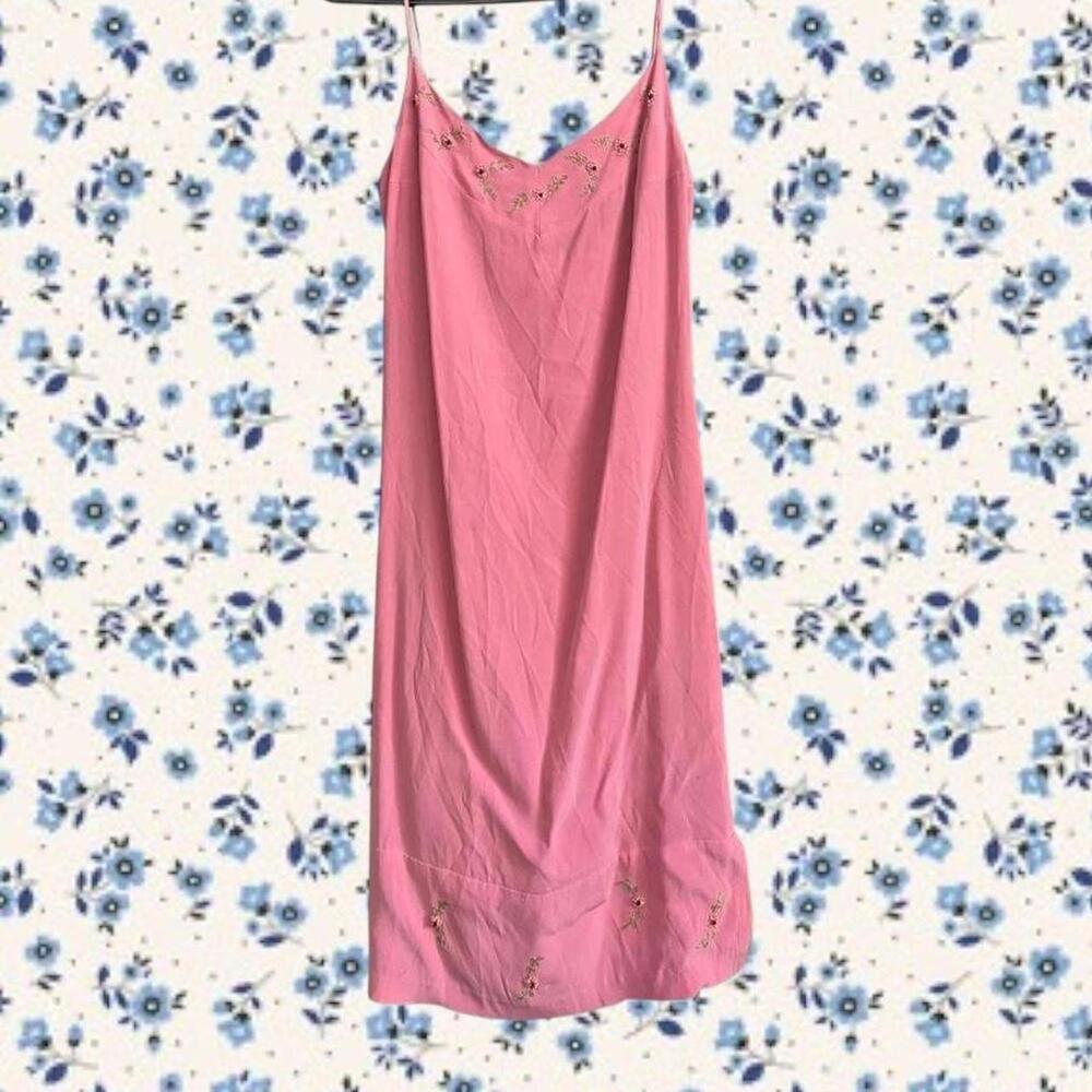 Vintage 90s Pink Silk Mini Dress Size small